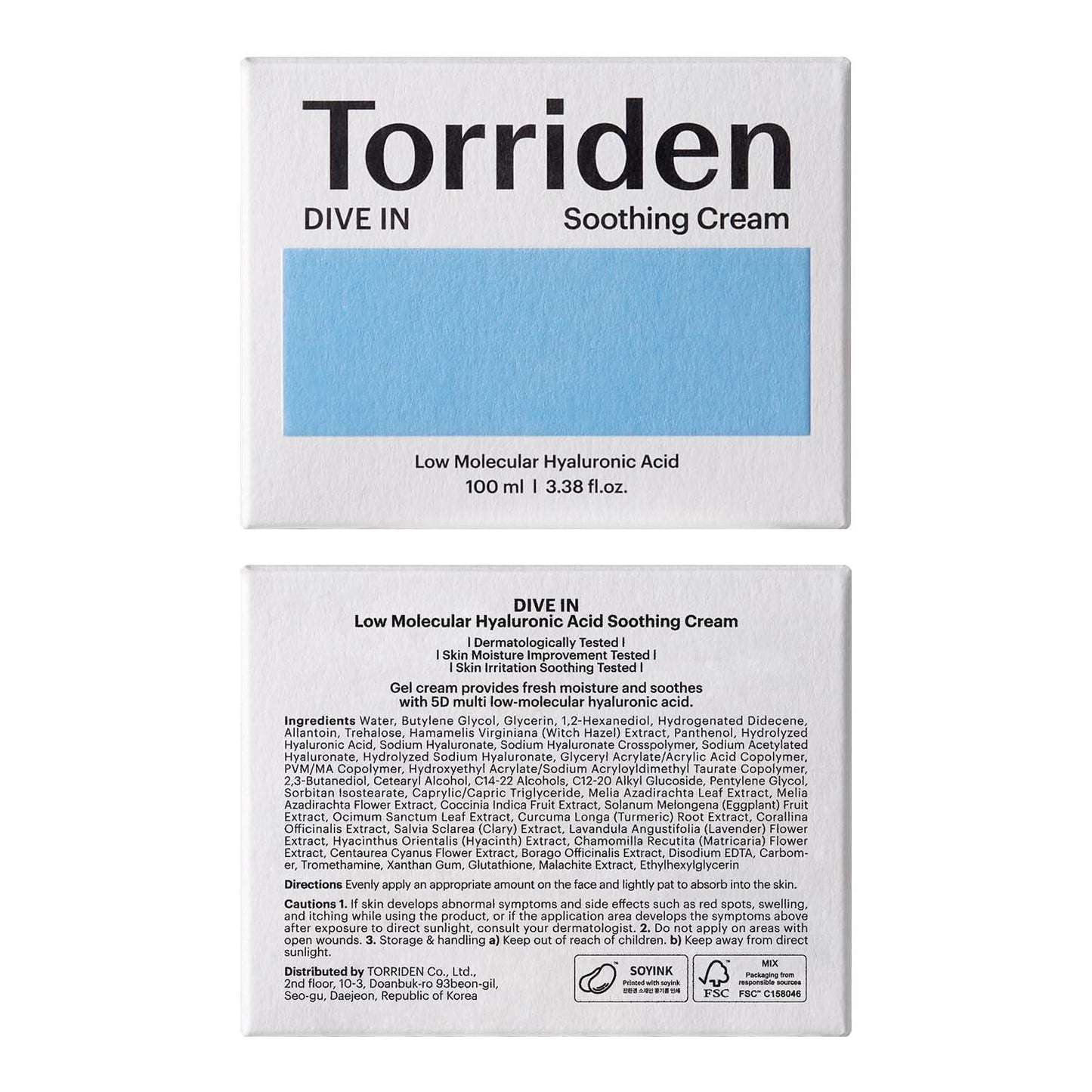 TORRIDEN - Dive In Low Molecular Hyaluronic Acid Soothing Cream - 100ml