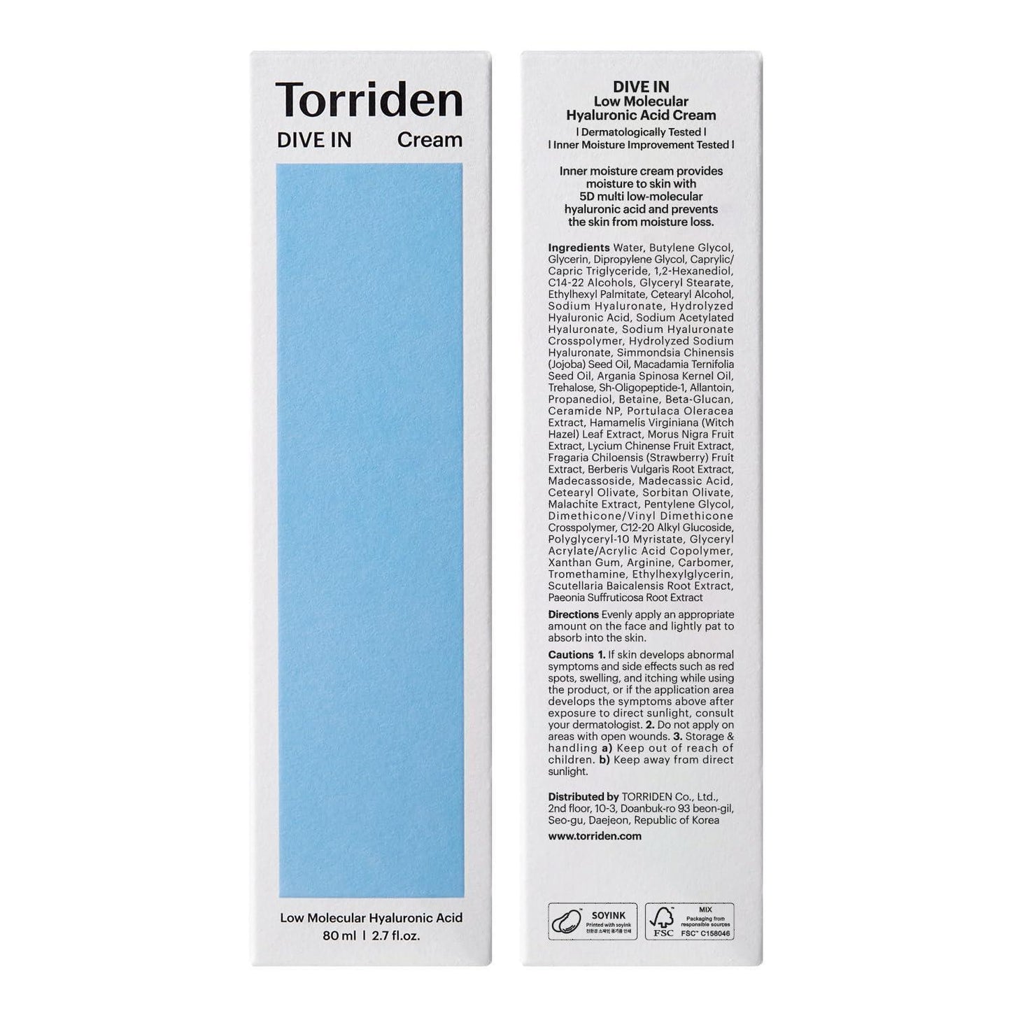 TORRIDEN - Dive In Low Molecular Hyaluronic Acid Cream - 80ml