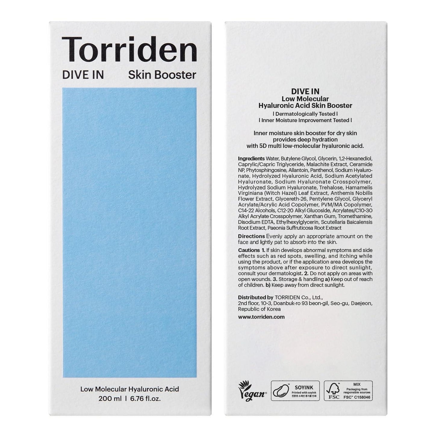 TORRIDEN - Dive In Low Molecular Hyaluronic Acid Toner - 300ml