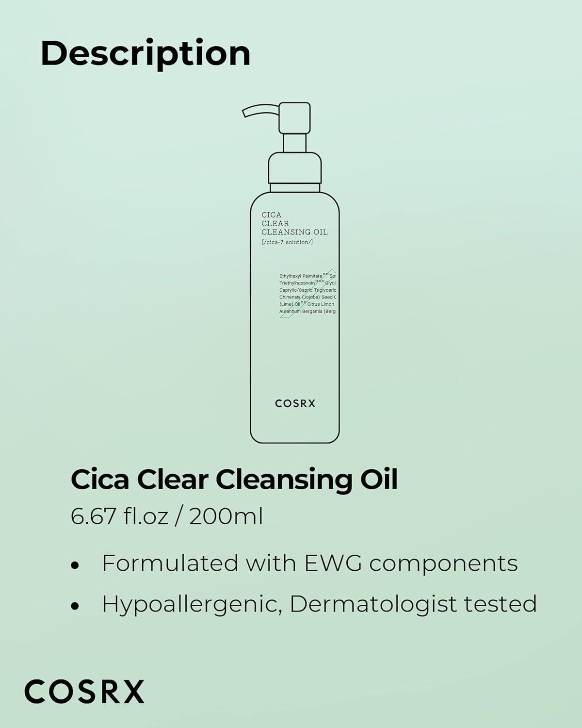 COSRX - Pure Fit Cica Clear Cleansing Oil - 200ml